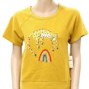 Anthropologie Jarmél by Jarmel Leopard Rainbow Graphic Tee  Sweatshirt Top